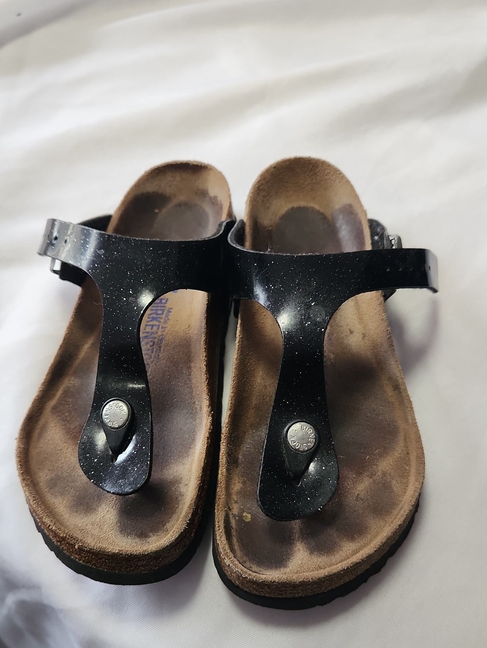 Birkenstock Black Patent Leather Sandals with Contoured Footbed